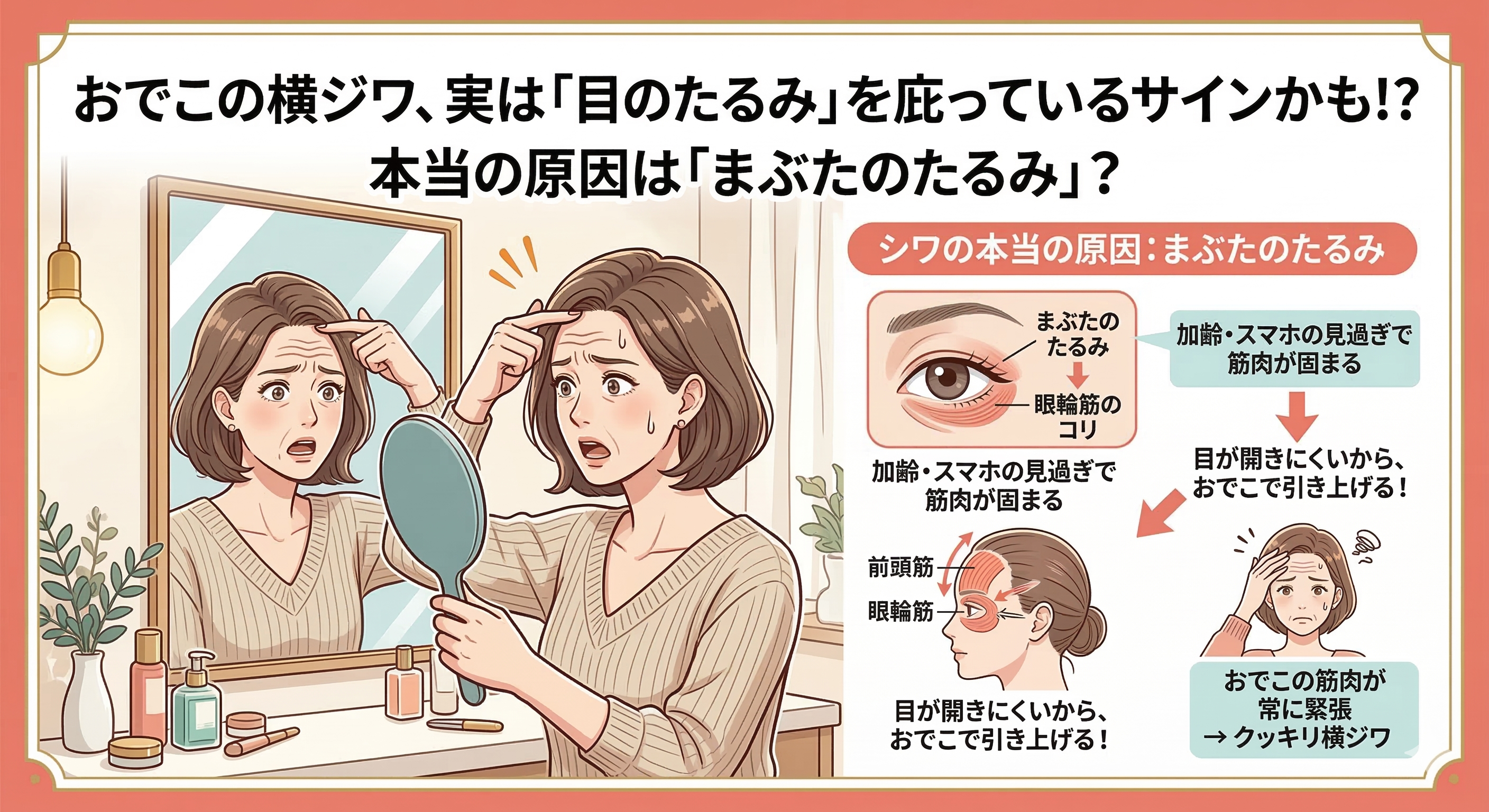 おでこ横シワ目のたるみ